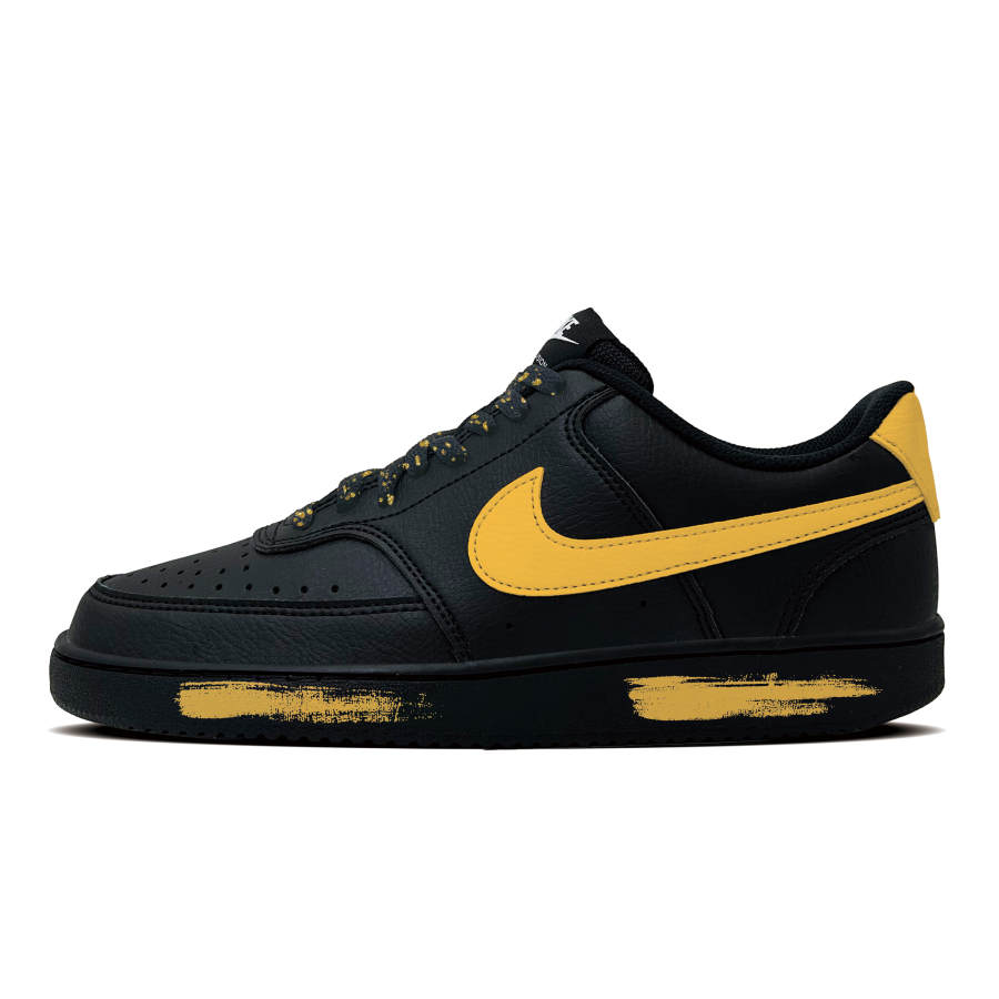 Nike Nike Court Vision 1 Flashy Gold Painted Synthetic Leather Abrasion Resistant Low top Skateboard Shoes Men's