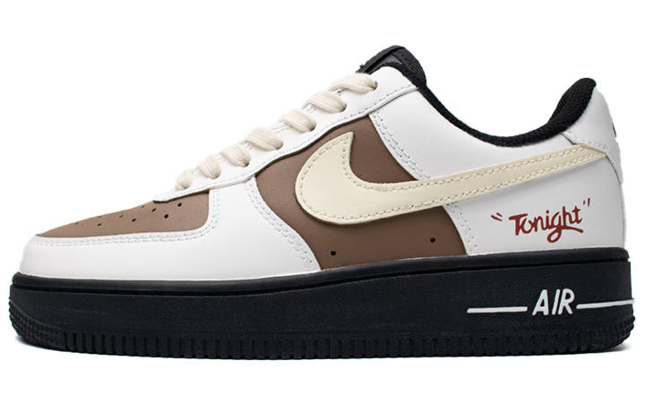 Nike Nike Air Force 1 Low Mocha Mousse Slip Resistant Low top Skateboard Shoes Unisex Black White Brown