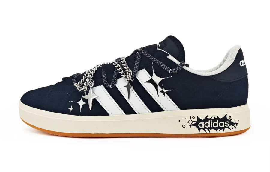 Adidas Adidas Grand Court Base 00s Star Slip Resistant Abrasion Resistant Low top Skateboard Shoes Men's Black