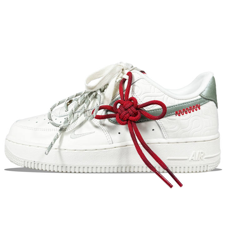 Nike Nike Air Force 1 Slip Resistant Abrasion Resistant Low top Skateboard Shoes Unisex White Green