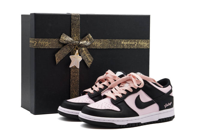 Nike Nike Dunk Leather Low top Skateboard Shoes Unisex Pink Black