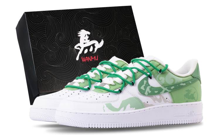 Nike Nike Air Force 1 Jade Horse Chasing The Wind Abrasion Resistant Balance Low top Skateboard Shoes Men's White Green