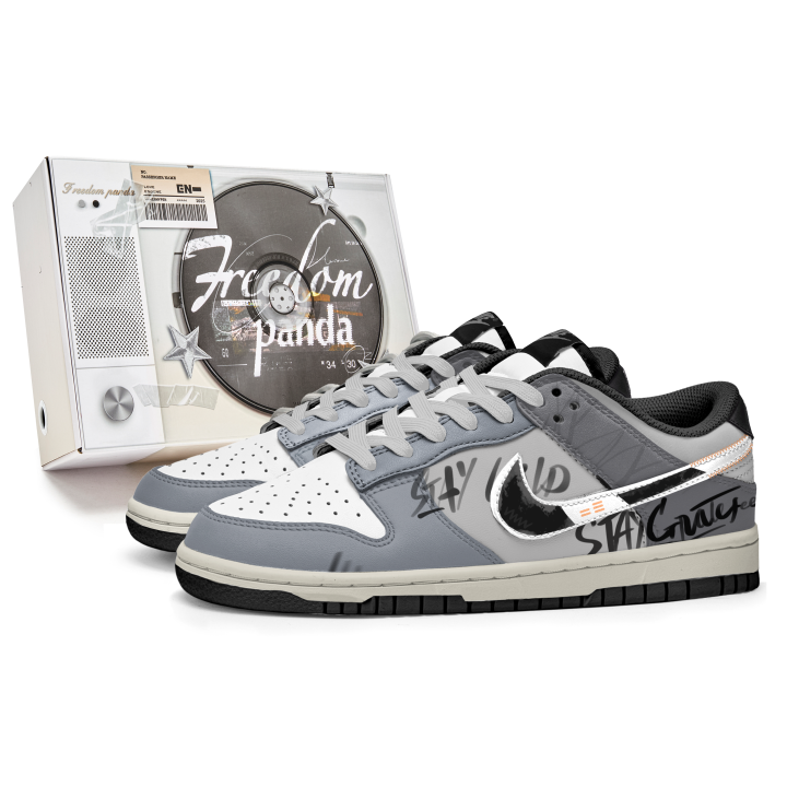 Nike Nike Dunk Slip Resistant Abrasion Resistant Low top Skateboard Shoes Unisex Gray White