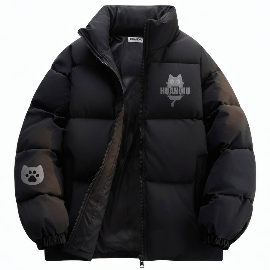 HUANQIU Puffer Jackets Unisex Stand Collar Thickened Padded Puffer Jacket
