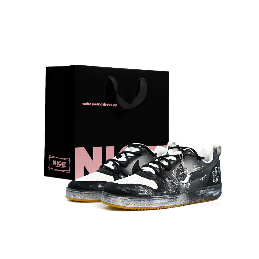 Nike Nike Court Borough Cushioning Abrasion Resistant Lightweight Low top Skateboard Shoes Men's Black White