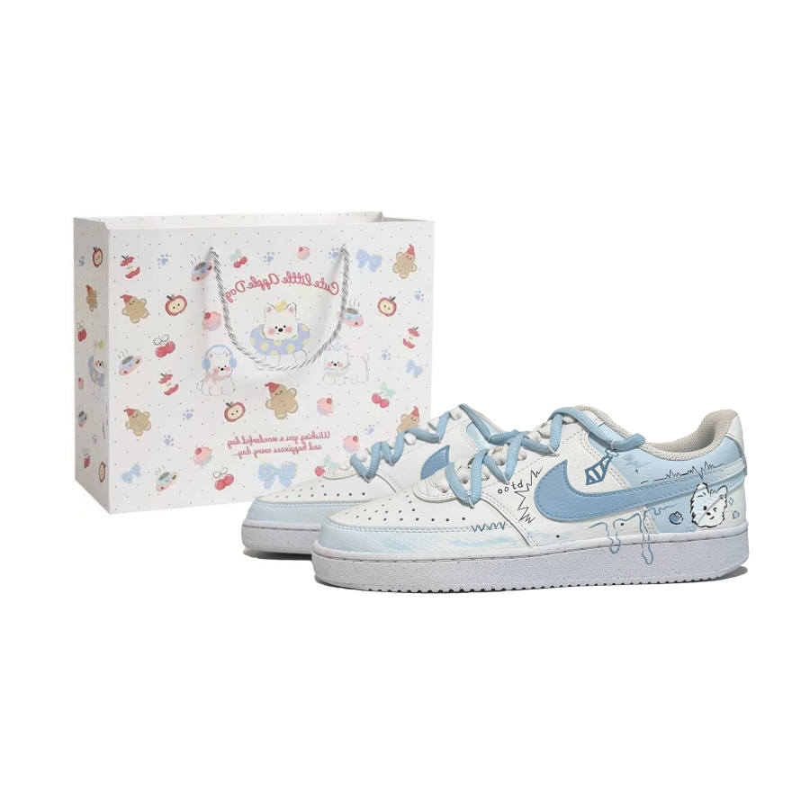 Nike Nike Court Vision 1 West Highland Puppy Cushioning Low top Skateboard Shoes Unisex Blue
