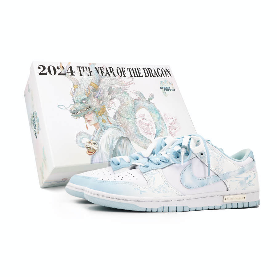 Nike Nike Dunk Low Slip Resistant, Abrasion Resistant, Breathable Low top Skateboard Shoes GS White Blue