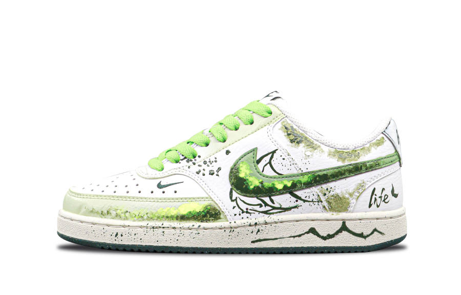 Nike Nike Court Vision Green Meadow Chronicles Slip Resistant Abrasion Resistant Low top Skateboard Shoes Unisex White Green
