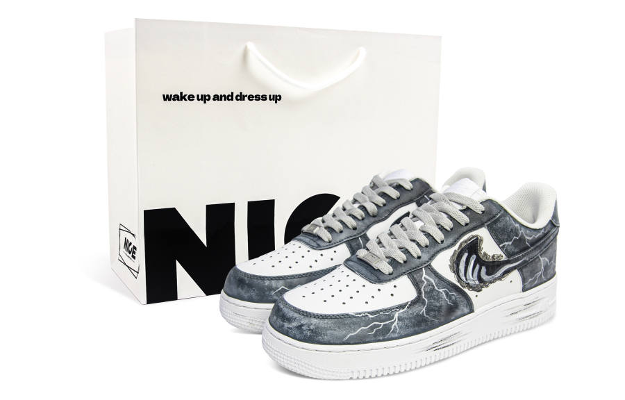 Nike Nike Air Force 1 Abrasion Resistant Abrasion Resistant Low top Skateboard Shoes Unisex Concrete Gray