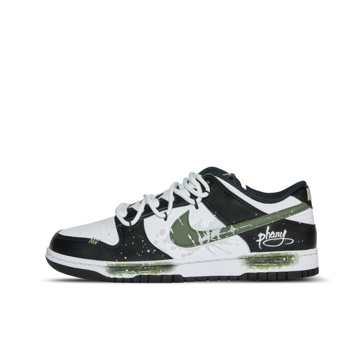 Nike Nike Dunk Graffiti Wildlands Abrasion Resistant Low top Skateboard Shoes Unisex Black White Green