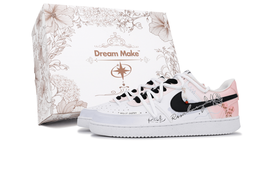 Nike Nike Court Vision 1 Slip Resistant Abrasion Resistant Low top Skateboard Shoes Men's White Pink