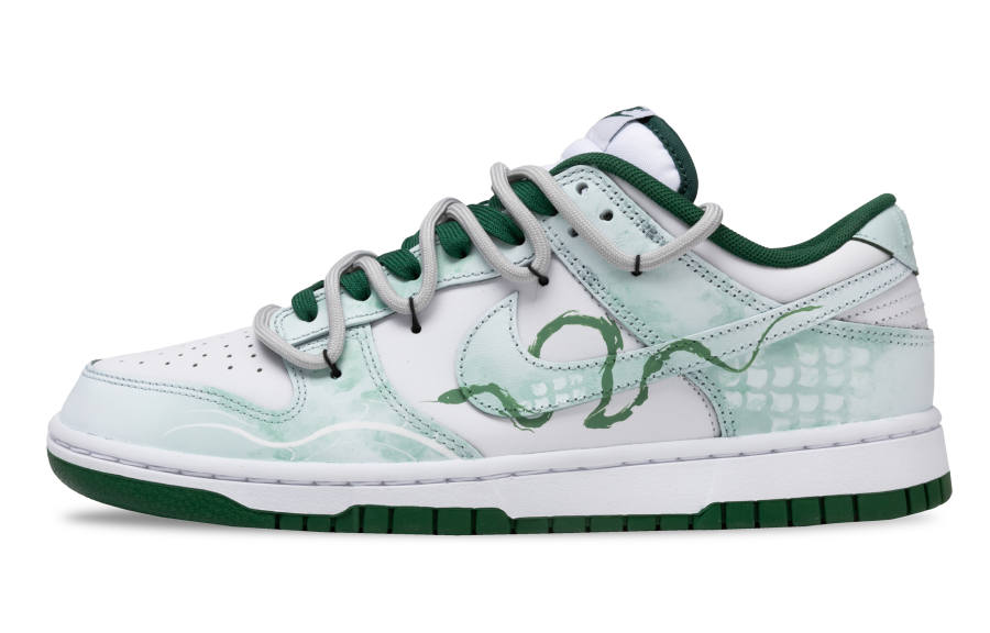 Nike Nike Dunk Teal Shadow Blue Scale Slip Resistant Slip Resistant Low top Skateboard Shoes Unisex White Green