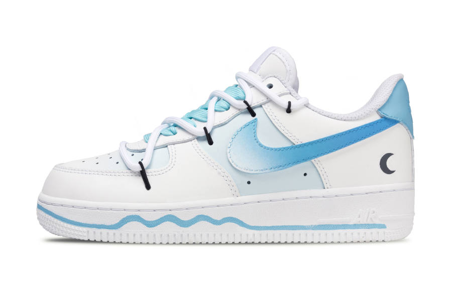 Nike Nike Air Force 1 Cloud Edge Moon Abrasion Resistant Abrasion Resistant Low top Skateboard Shoes Unisex Light Blue