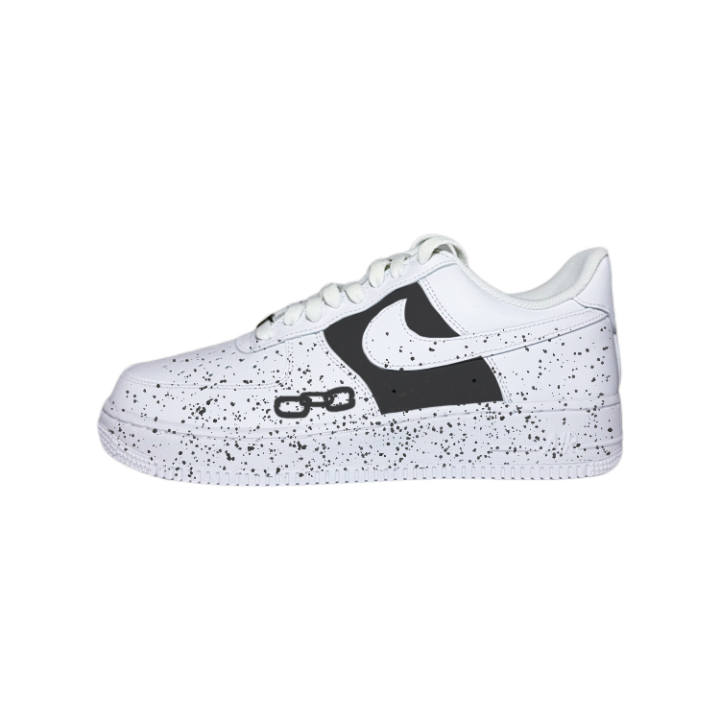 Nike Nike Air Force 1 07 Lock Chain Leather Low top Skateboard Shoes Men's Gray White