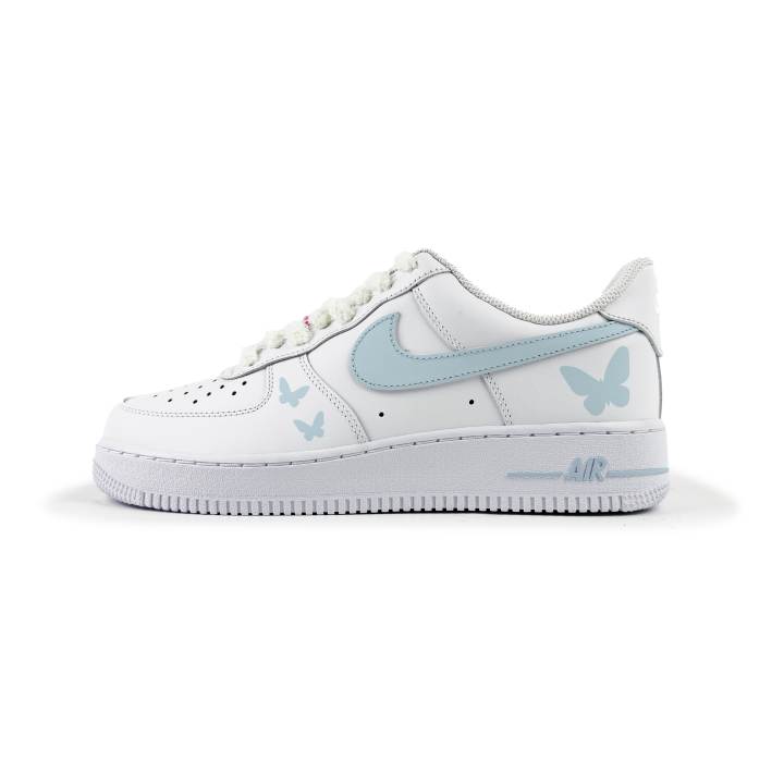 Nike Nike Air Force 1 Abrasion Resistant Abrasion Resistant Low top Skateboard Shoes Unisex White Blue