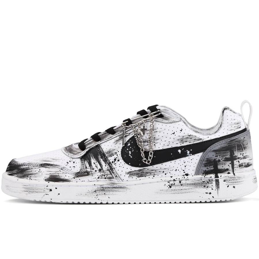 Nike Nike Court Borough The Darker Slip Resistant Abrasion Resistant Low top Skateboard Shoes Men's Black White