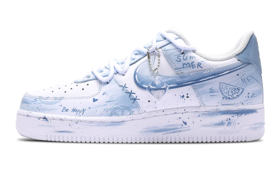 Nike Nike Air Force 1 Low top Skateboard Shoes Men's Blue Gray