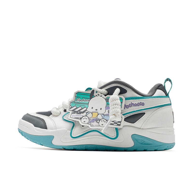 XTEP Sanrio Co branded Low top Skateboard Shoes Men's Sail White/Starry Sea Blue/Charcoal Gray