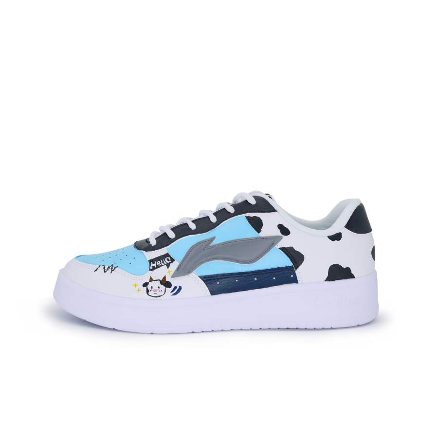 Li-Ning Li Ning Breathable And Slip Resistant Low top Skateboard Shoes Women's Black White Blue