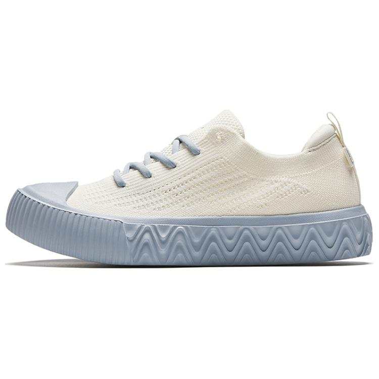Anta Flyknit Abrasion Resistant Breathable Abrasion Resistant Breathable Low top Skateboard Shoes Women's White Blue