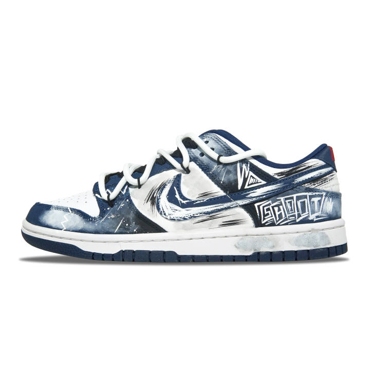 Nike Nike Dunk Low top Skateboard Shoes Men's Black White Blue
