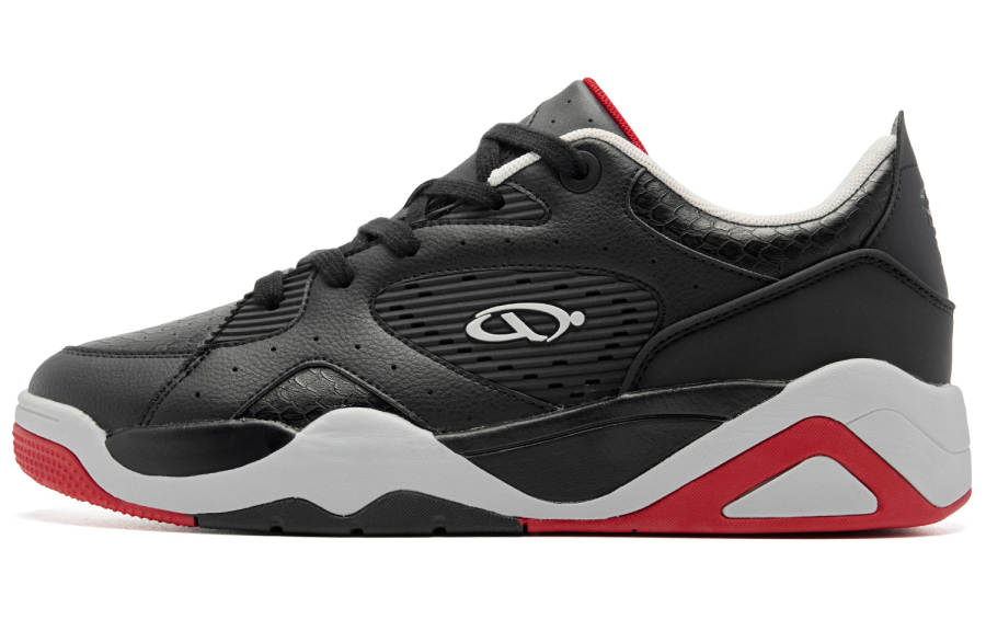 QIAODAN Height Increasing Abrasion Resistant Waterproof Slip Resistant Low top Skateboard Shoes Men's Black Red