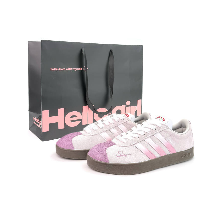 Adidas Neo VL Court 2.0 Heartbeat Berry Cushioning, Wear Resistant Low top Skateboard Shoes Unisex Pink