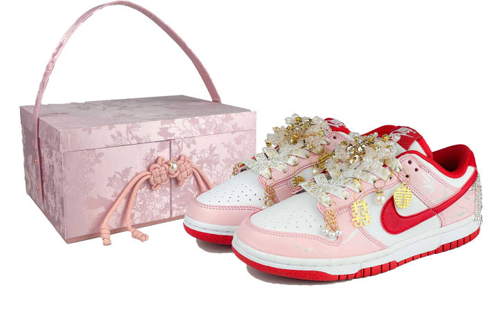 Nike Nike Dunk Cheese Peach Bo Leather Abrasion Resistant Low top Skateboard Shoes Women's White Pink