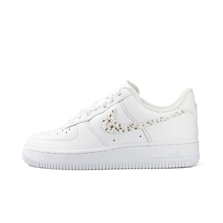 Nike Nike Air Force 1 Air Force 1, Sparkling Pearl Abrasion Resistant Low top Skateboard Shoes Unisex White