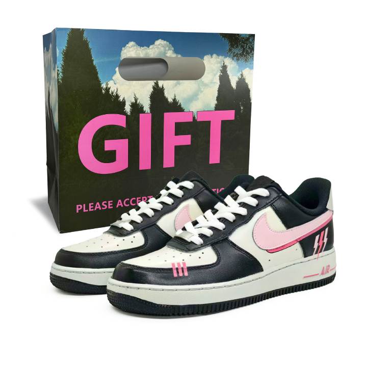 Nike Nike Air Force 1 07 Triple Black Leather Abrasion Resistant Low top Skateboard Shoes Unisex Black Pink
