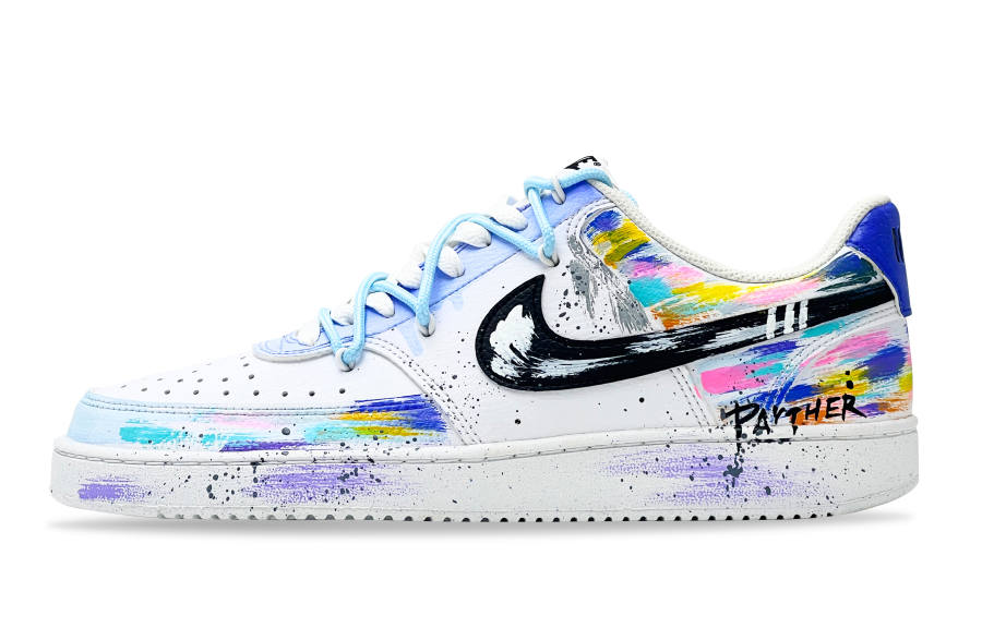 Nike Nike Court Vision 1 Slip Resistant Cushioning Abrasion Resistant Low top Skateboard Shoes Unisex White Blue