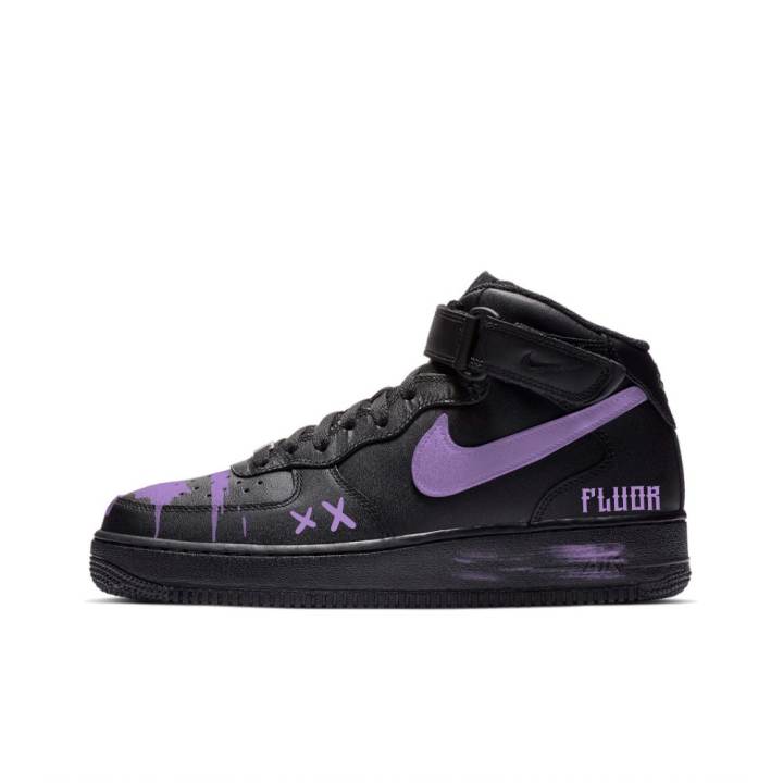 Nike Nike Air Force 1 Mid top Skateboard Shoes Unisex Black Purple