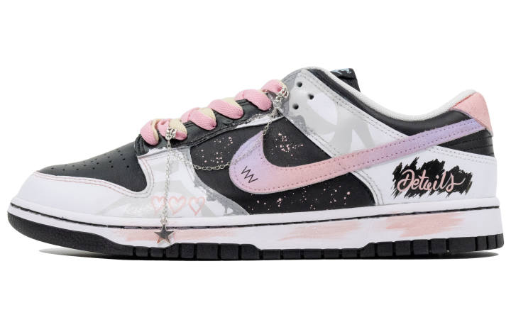 Nike Nike Dunk Micro Fairyland Abrasion Resistant Low top Skateboard Shoes Unisex Black White Pink