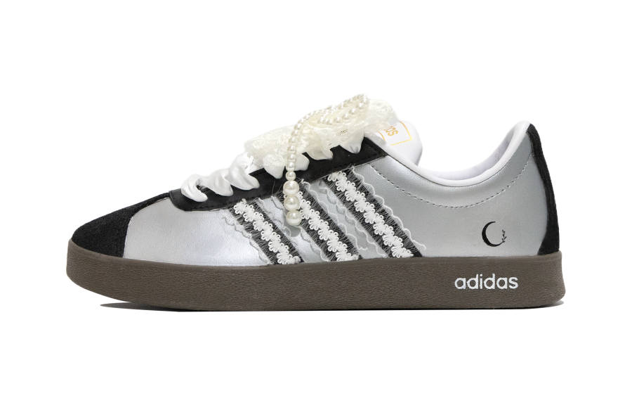 Adidas Adidas VL COURT 2.0 Abrasion Resistant Breathable Low top Skateboard Shoes Women's Silver