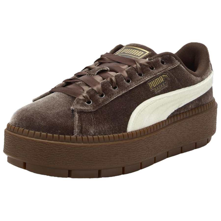 PUMA Platform Abrasion Resistant Low top Skateboard Shoes Women's Coffee Brown