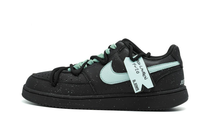 Nike Nike Court Vision Abrasion Resistant Low top Skateboard Shoes Unisex Black Cyan