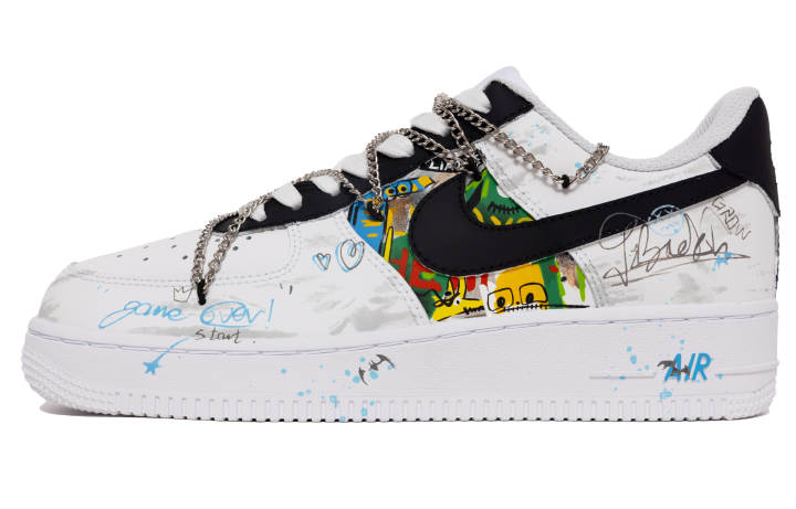 Nike Nike Air Force 1 Monster Game Slip Resistant Abrasion Resistant Low top Skateboard Shoes Unisex White
