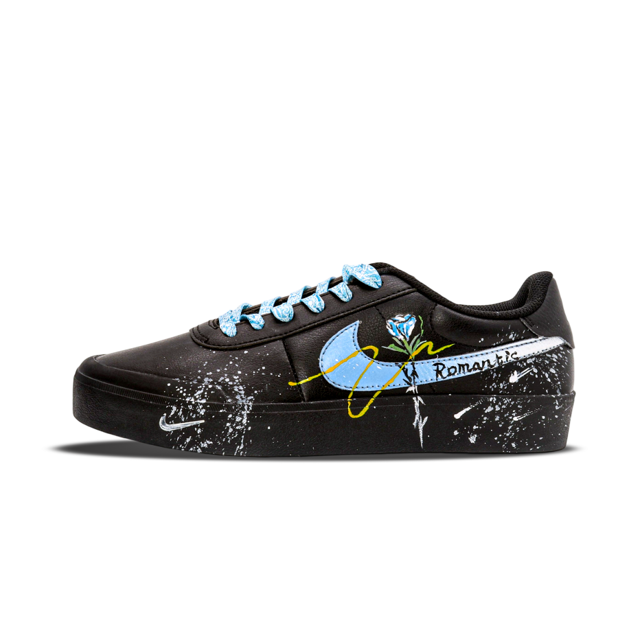 Nike Nike Court Shot Blue Rose, Hand Drawn, Spray Paint, Trendy, Fashion Leather Comfortable Cushioning, Wear Resistant