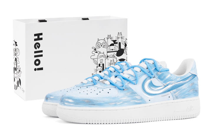 Nike Nike Air Force 1 Abrasion Resistant Abrasion Resistant Low top Skateboard Shoes Unisex Light Blue