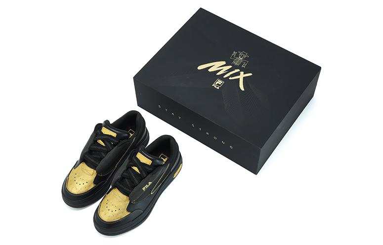 FILA Mix Black Gold Shoes Low top Skateboard Shoes Women's Black Gold
