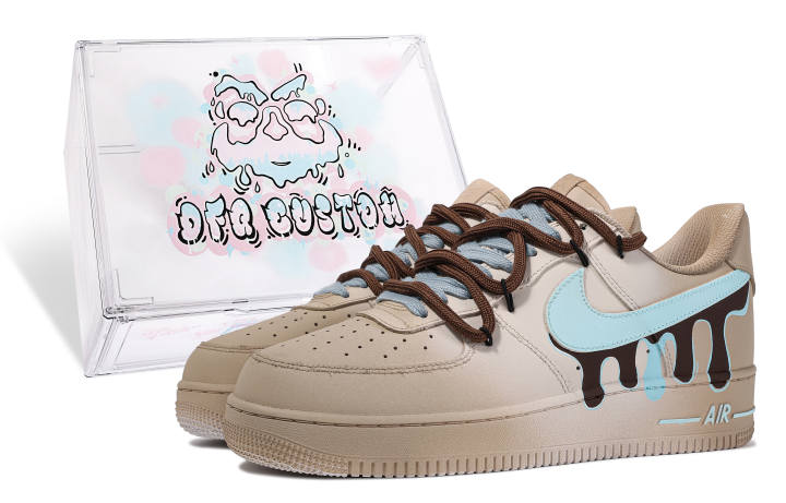 Nike Nike Air Force 1 Low top Skateboard Shoes Men's Brown Blue
