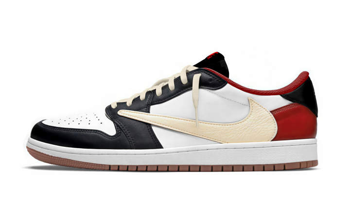 Jordan Jordan x Travis Scott Air Jordan 1 Coverage Slip Resistant Low top Skateboard Shoes Unisex Black White Red