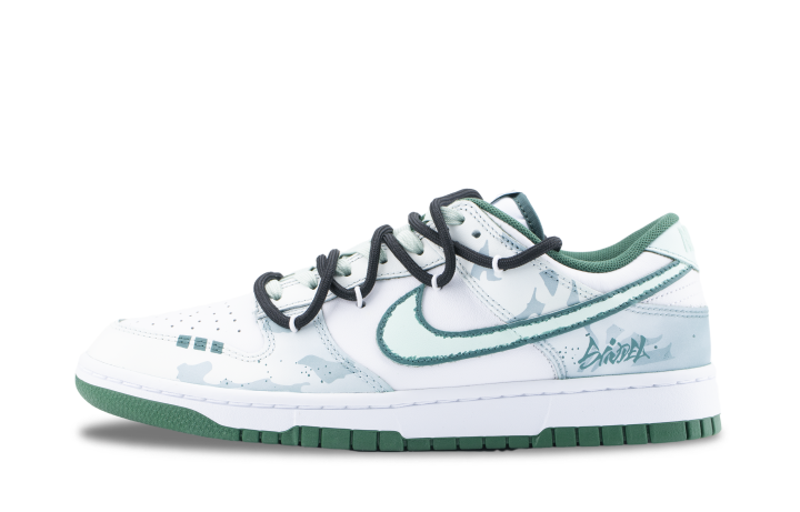Nike Nike Dunk Dark Ether Silver Mist Abrasion Resistant Low top Skateboard Shoes Unisex White Green