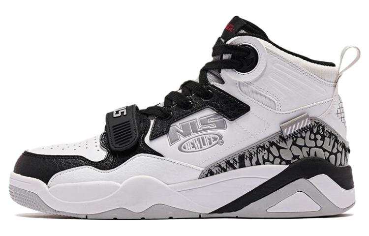 QIAODAN Slip Resistant Abrasion Resistant High top Skateboard Shoes Men's White Black