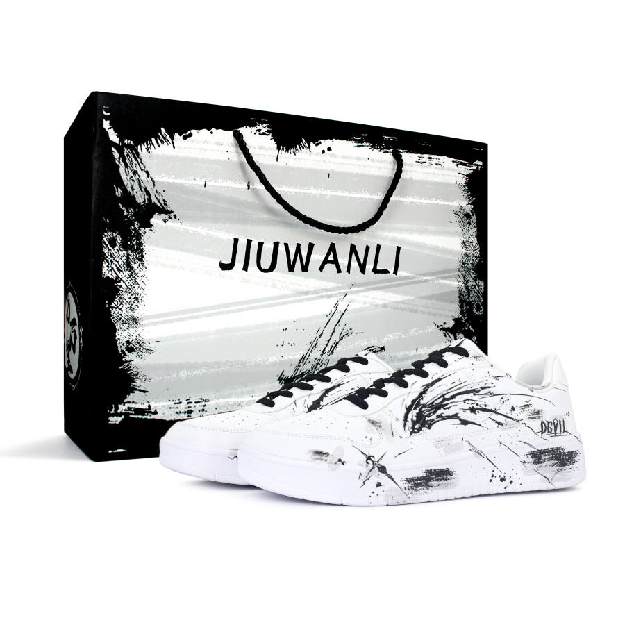 Li-Ning Li Ning Floating Boat Slip Resistant Abrasion Resistant Low top Skateboard Shoes Men's Black White