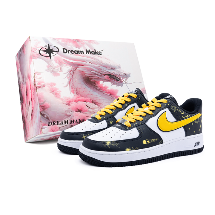Nike Nike Air Force 1 Sparkling Night Leather Slip Resistant Abrasion Resistant Low top Skateboard Shoes Unisex White