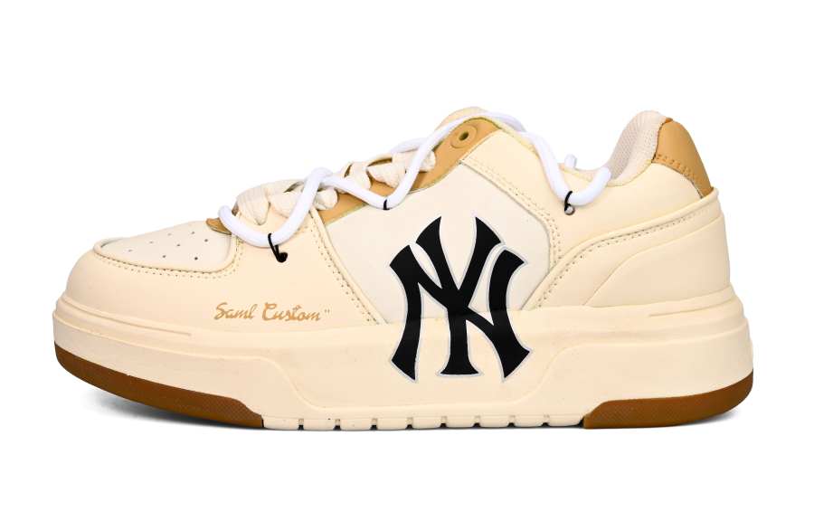 MLB Chunky Liner Slip Resistant Abrasion Resistant Low top Skateboard Shoes Unisex Ecru
