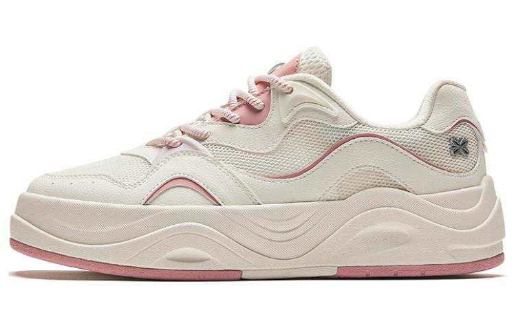 Anta Seaweed Cushioning Abrasion Resistant Lightweight Height Increasing Low top Skateboard Shoes Women's White Pink