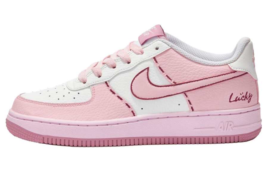 Nike Nike Air Force 1 Fleeing Sweetheart SAML Slip Resistant Abrasion Resistant Low top Skateboard Shoes GS Pink White