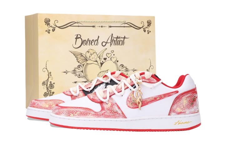 Nike Nike EBERNON Red Flame Snakes Abrasion Resistant Low top Skateboard Shoes Unisex White Red